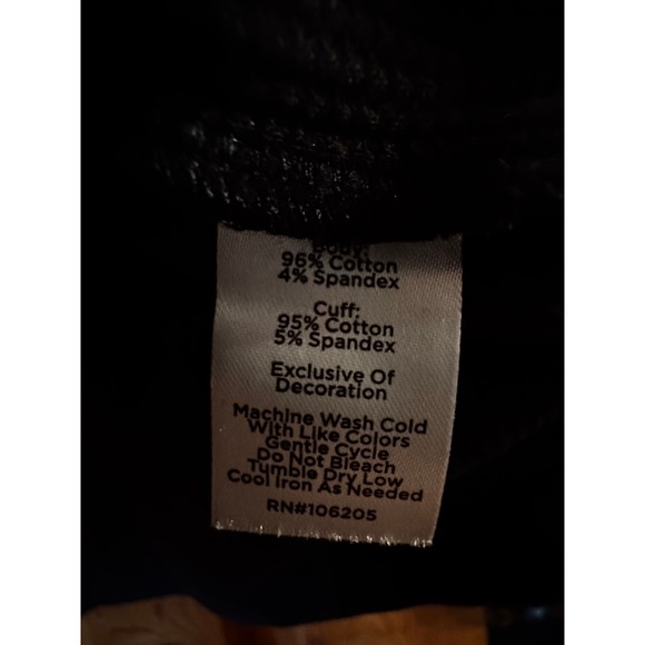 Sundance Black Floral Embroidered Thermal Waffle Knit Top Velvet Cuff M - Picture 4 of 9